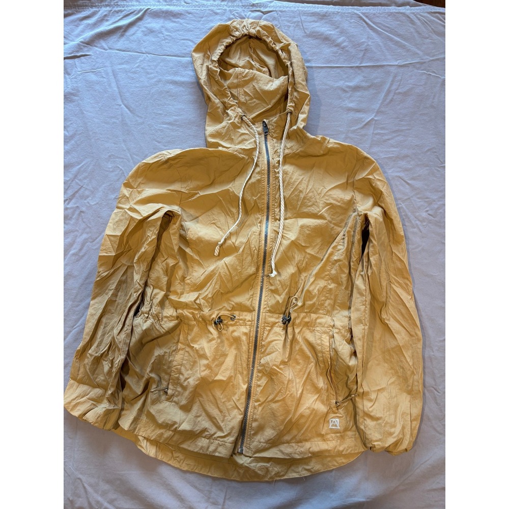 Avalanche Outdoor Supply Mustard Yellow Hooded Windbreaker Jacket Womens Small